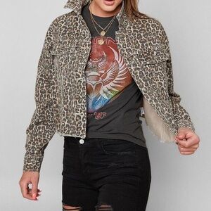 Free People | Animal Print Denim Jacket
